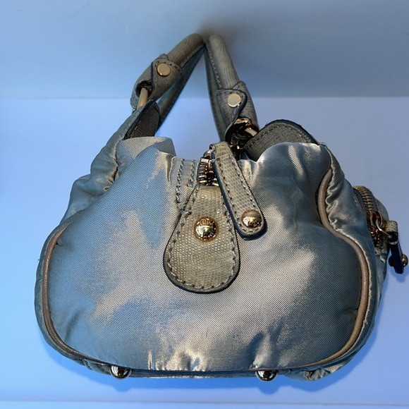 Authentic Vintage TOD’S Pashmy Small Satchel Handbag ~ In Grey Lizard/Nylon - Picture 10 of 16